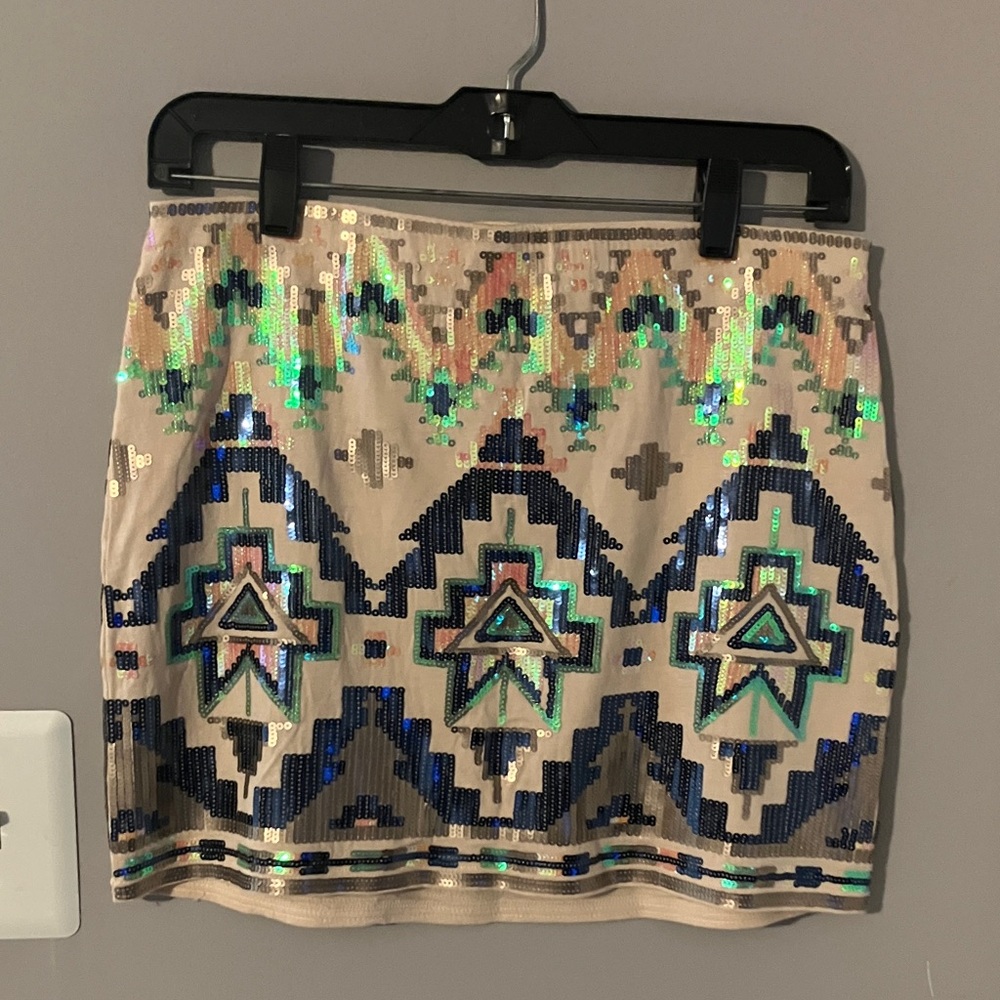 Express Multicolor Sequin Mini Skirt